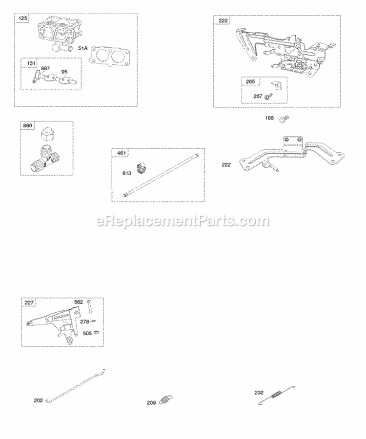 Gaseous Carburetor Controls Fuel HoseConnectors Diagram and Parts List for 543275-0111-E1  Briggs and Stratton Engine